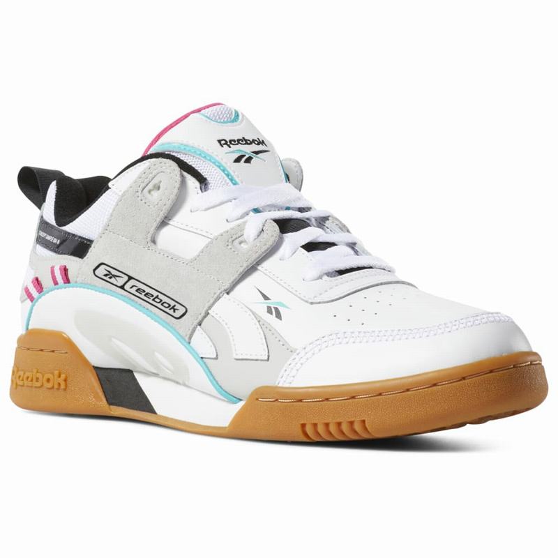 Tenisi Reebok Workout Plus Ati 90s Barbati Albi/Turcoaz/Negrii/Gri Romania JF3654UP